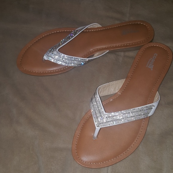 white rhinestone sandals